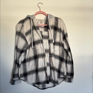 American Eagle Hooded Plaid Flannel